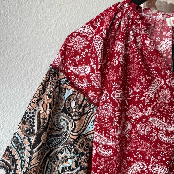 Mazik Cavenders Red Floral Paisley Women's Western Top Size Medium M Long Sleeve - Picture 2 of 9
